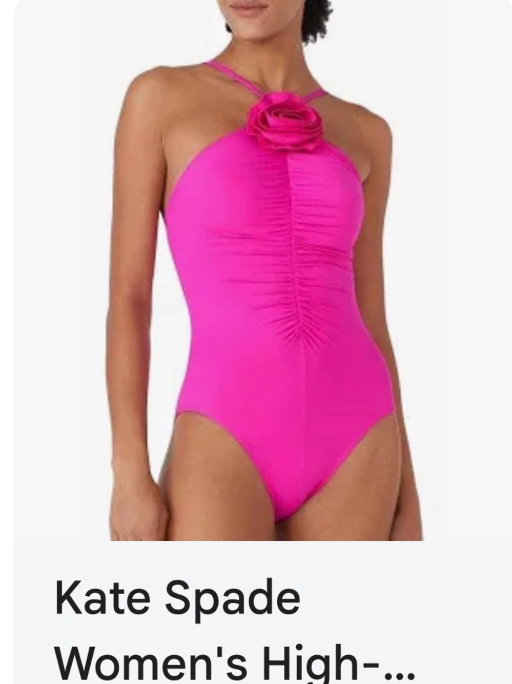 kate spade Hot Pink Halter One-Piece Swimsuit with Rosette, NWTs size medium